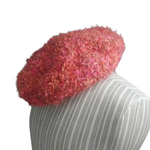 Handmade Beret  Hat Thick Warm Red/Orange/Pink
